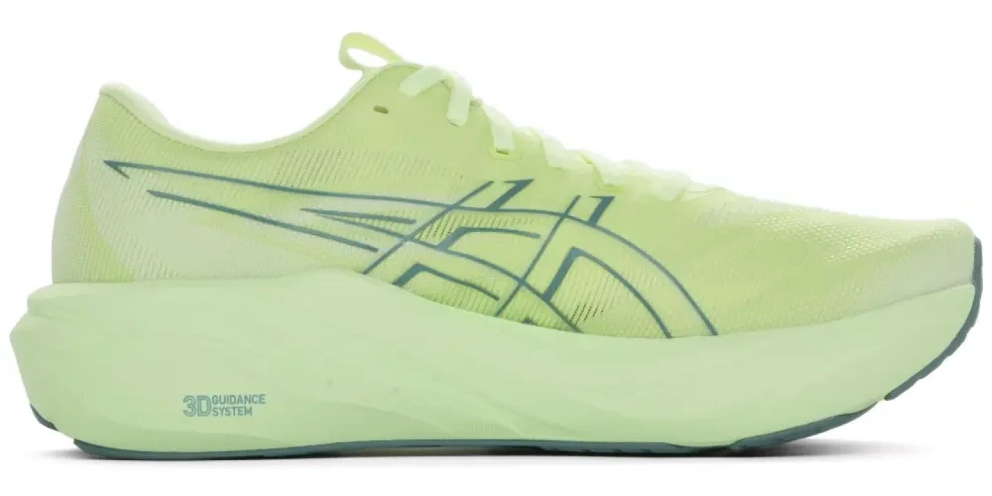 Asics GT-2000 15 stability running shoe in lime green colourway, lateral view showing 3D Guidance System midsole